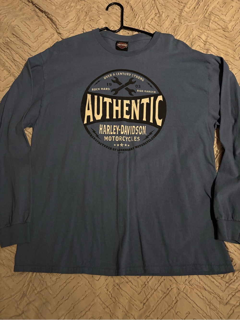 Harley-Davidson Blue Long Sleeve 'Authentic' Graphic Tee